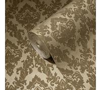 A.S. Création Papel pintado flocado barroco de marrón con flocado 335824 - elegante papel pintado no tejido en 10,05 m x 0,52 m - Fabricado en Alemania