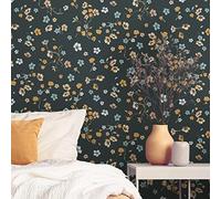 A.S. Création Papel pintado Floral Negro Amarillo - Livingwalls House of Turnowsky 389071 - Papel pintado floral no tejido, 10,05 m x 0,53 m, fabricado en Alemania