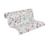A.S. Création Papel pintado floral no tejido en verde, rosa y crema, papel pintado de alta calidad, diseño de flores 397451-10,05 m x 0,53 m - Papel pintado de pared con hojas de flores - Fabricado en