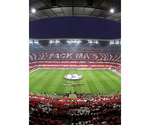 A.S. Création Papel pintado foto rojo blanco azul - FC Bayern München Choreo Football Stadium decoración mural - no tejido 1,92 x 2,60m papel pintado salón dormitorio