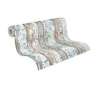 A.S. Création Papel Pintado Madera Elements Papel pintado tejido no tejido 10.05 m x 0.53 m Azul Marrón Gris Fabricado en Alemania 361191 36119-1