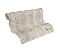 A.S. Création Papel Pintado Madera Elements Papel pintado tejido no tejido 10.05 m x 0.53 m Gris Beige Crema Fabricado en Alemania 959311 95931-1