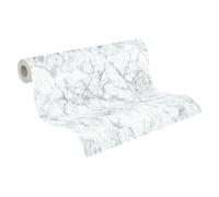 A.S. Création Papel Pintado Marmol Elements Papel pintado tejido no tejido 10.05 m x 0.53 m Blanco Gris Fabricado en Alemania 361572 36157-2