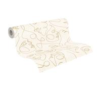A.S. Création papel pintado no tejido con fine line art en blanco, dorado, metálico - papel pintado con motivo abstracto 10,05 m x 0,53 m - 791722
