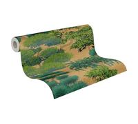 A.S. Création papel pintado no tejido con motivo de árboles en dorado, verde, metálico - papel pintado de bosque con efecto metálico 10,05 m x 0,53 m - 791612