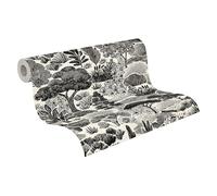 A.S. Création papel pintado no tejido con motivo de árboles en gris, negro, blanco - papel pintado floral 10,05 m x 0,53 m - 791853