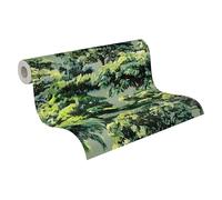 A.S. Création papel pintado no tejido con motivo de árboles en verde, azul, blanco - papel pintado texturizado con motivo floral 10,05 m x 0,53 m - 791877