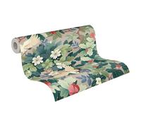 A.S. Création papel pintado no tejido con motivo de aves tropicales en beige, verde, rojo, azul, blanco - papel pintado jungla exótica 10,05 m x 0,53 m - 791861