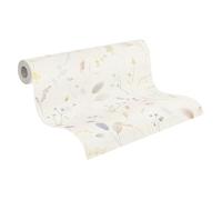 A.S. Création papel pintado no tejido con motivo de hierbas en blanco, verde, azul, amarillo, morado - papel pintado floral 10,05 m x 0,53 m - 791701