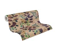A.S. Création papel pintado no tejido con motivo de hojas en marrón, morado, verde, azul - papel pintado texturizado con motivo floral 10,05 m x 0,53 m - 791867