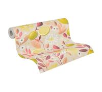 A.S. Création papel pintado no tejido con motivo de limones en beige, amarillo, rojo, morado, blanco - papel pintado floral 10,05 m x 0,53 m - 791693