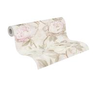 A.S. Création papel pintado no tejido con motivo de rosas en crema, verde, rosa, blanco, morado - papel pintado floral 10,05 m x 0,53 m - 791671