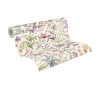 A.S. Création papel pintado no tejido con motivo floral en blanco, morado, verde, negro - papel pintado texturizado con motivo floral 10,05 m x 0,53 m - 791872