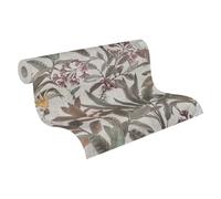 A.S. Création Papel pintado no tejido, diseño de selva, color verde, crema y rosa, 397484 - 10,05 m x 0,53 m - Papel pintado con aspecto de selva para salón - Fabricado en Alemania
