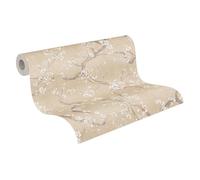 A.S. Création Papel pintado no tejido Hot Spots Floral 10,05 m x 0,53 m - Beige, crema, marrón, gris, metálico - Papel pintado texturizado - 781992