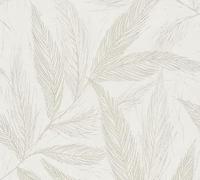 A.S. Création Papel pintado no tejido Hygge 3 en beige, crema - Papel pintado floral natural con hojas de 10,05 m x 0,53 m - Fabricado en Alemania