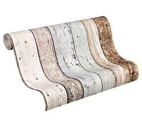 A.S. Création Papel Pintado - Papel de Pared con Aspecto de Madera en Marrón, Azul y Beige - Papel Pintado para Diferentes Espacios - Papel de Pared en 10,05 m x 0,53 m