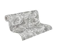 A.S. Création Papel Pintado - Papel Pintado Floral en 3D en Gris y Blanco - Papel de Pared para Diferentes Espacios - Papel Pintado de Pared en 10,05 m x 0,53 m