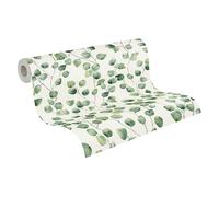 Papel Pintado De Flores Greenery A.S. Création Papel pintado tejido no tejido 10.05 m x 0.53 m Verde Blanco Fabricado en Alemania 370441 37044-1