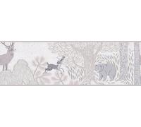 A.S. Création Papel pintado para habitaciones infantiles Lilly & Luis papel pintado no tejido con diseño de animales del bosque, 5,00 m x 0,17 m, marrón, crema, blanco 771752