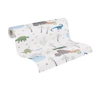 A.S. Création Papel pintado para habitaciones infantiles Lilly & Luis papel pintado no tejido con diseño de dinosaurios, 10,05 m x 0,53 m, azul, multicolor, verde, fabricado en Alemania, 771401