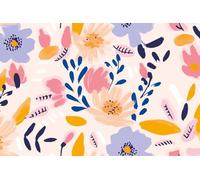 A.S. Création Papel Pintado Sketchy Flowers 3.75 m x 2.50 m - WALLLOVE Papel Pintado Flores habitación de niña en amarillo, azul, rosa cola incluida - DD129598