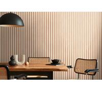 A.S. Création Papel pintado tejido-no tejido motivo de panel mural 0,53 x 10,05 m - beige marrón - wood look wallpaper made in Germany - 786652