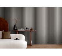 A.S. Création Papel pintado tejido-no tejido motivo de panel mural 0,53 x 10,05 m - gris antracita negro - wood look wallpaper made in Germany - 786284