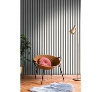 A.S. Création Papel pintado tejido-no tejido motivo de panel mural efecto metalizado 0,53 x 10,05 m - negro plata metalizado - papel pintado imitación madera Made in Germany - 786271