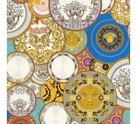 A.S. Création papel pintado TNT con cabeza de Medusa en azul, blanco, morado, dorado - papel pintado barroco de lujo con efecto metálico 10,05 m x 0,70 m - 349011