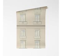 A.S. Création papel pintado TNT con motivo de fachada en beige, gris, negro, azul - papel pintado de diseño neoclásico de lujo 10,05 m x 0,70 m - 791322