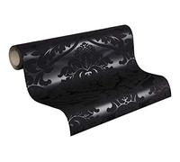 A.S. Création papel pintado TNT con ornamentos en negro, gris - papel pintado barroco con patrón damasco 10,05 m x 0,53 m - 552631