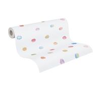 A.S. Création papel pintado TNT con puntos acuarela en multicolor, blanco, amarillo, rojo - papel pintado infantil colorido 10,05 m x 0,53 m - 381471