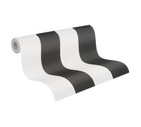 A.S. Création Papel pintado no tejido - Papel pintado a rayas en blanco y negro - Papel de pared para diversas habitaciones - Papel pintado de pared en 10,05 m x 0,53 m
