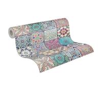 A.S. Création papel pintado TNT efecto mosaico en azul, morado, crema, multicolor - papel pintado con motivo estilo marítimo 10,05 m x 0,53 m - 362051