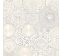 A.S. Création Papel pintado Versace Papel Pintado De Diseño Papel pintado tejido no tejido 10.05 m x 0.70 m Plata Blanco Crema Fabricado en Alemania 349014 34901-4