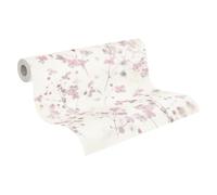 A.S. Création PintWalls 387264 - Papel pintado fieltro - 10,05m x 0,53m - diseño de flores color rosa y blanco