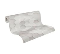 A.S. Création Papel Pintado - Papel Pintado Geométrico en Gris y Blanco - Papel de Pared para Diferentes Espacios - Papel Pintado Pared en 10,05 m x 0,53 m