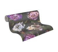 A.S. Création PintWalls papel pintado no tejido con motivo de flores en negro, morado, verde - papel pintado decorativo 10,05 x 0,53 m - 396091