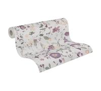 Papel de Pared Pintado Con Blütenstraußmotiv en Estilo Rústico - Violeta, Verde,