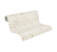 A.S. Création Papel pintado floral no tejido en color beige, crema y marrón, papel pintado de, diseño de flores 397671 - 10,05 m x 0,53 m - Papel pintado de pared con hojas de flores -
