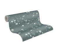 A.S. Création Pure Elegance 397683 - Papel pintado no tejido con diseño floral (0,53 x 10,05 m), color verde y plateado
