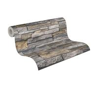 A.S. Création Terra 388131 - Papel pintado, diseño de piedra, 10,05 m x 0,53 m, color gris y amarillo