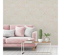 A.S. Création Terra Aktion 389211 - Papel pintado para azulejos (10,05 m x 0,53 m), color dorado y blanco