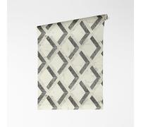 A.S. Création VERSACE VI Tarsia 791333 - Papel pintado no tejido, diseño geométrico de mosaico con logotipo, superficie de vinilo, 10,05 m x 0,70 m, color gris/negro