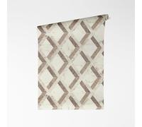 A.S. Création VERSACE VI Tarsia 791334 - Papel pintado no tejido, diseño geométrico de mosaico con logotipo, superficie de vinilo, 10,05 m x 0,70 m, color marrón y gris