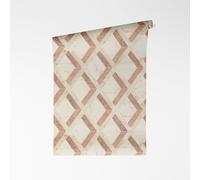 A.S. Création VERSACE VI Tarsia 791335 - Papel pintado no tejido, diseño geométrico de mosaico con logotipo, superficie de vinilo, 10,05 m x 0,70 m, color crema y rosa