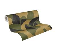 A.S. Création Vibes & Styles Isabelle Golden Canopy 790391 - Papel pintado no tejido, diseño de hojas de palmera, 10,05 m x 0,53 m, color amarillo y verde