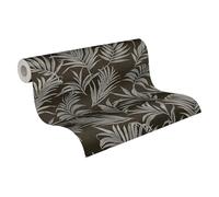 A.S. Création Vliestapete mit Blätter-Design in Schwarz, Grau, Blau, Silber - Exotische Dschungeltapete 10,05 m x 0,53 m by COSMOPOLITAN - 791087