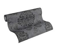A.S. Création Vliestapete - Papel pintado Barroco en Negro, Plata y Gris - Papel de pared para diferentes espacios - Papel pintado pared de 10,05 m x 0,53 m